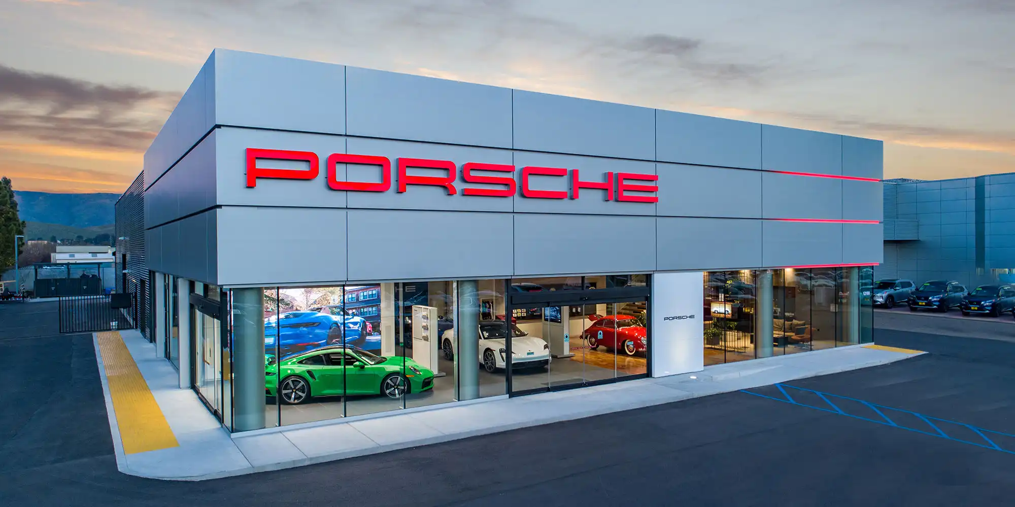 Drone Aerial Photography - Porsche Dealership Drone Photography - Sunset Drone Photography - Near San Luis Obispo Drone Photography - Professional Drone Pilot - Studio 101 West Drone Photography